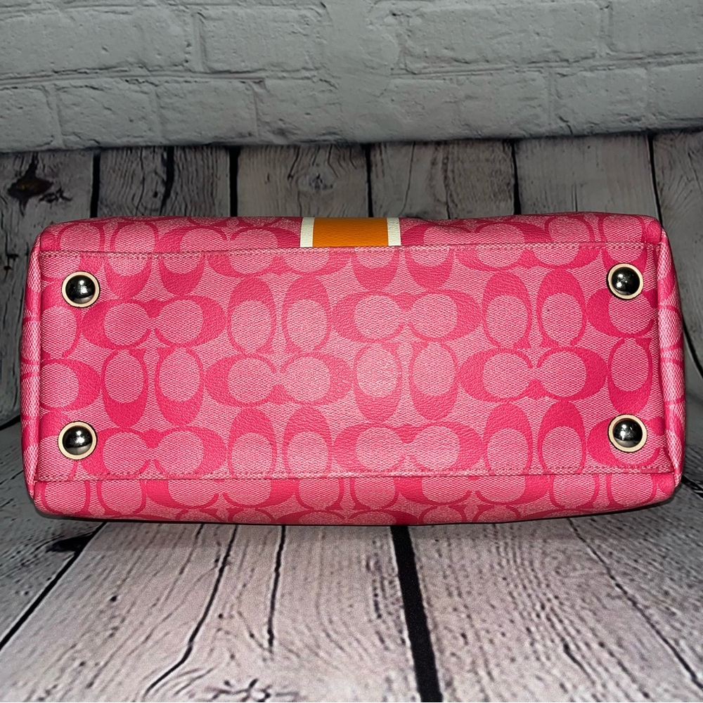 Coach Pink and Orange Signature Satchel - Picture 11 of 16
